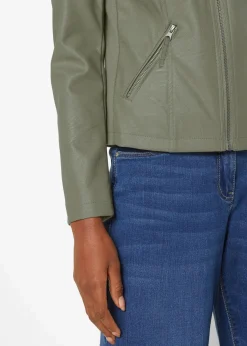 Damen bonprix Bekleidung·Hosen|Jacken & Mäntel|Lederimitat-Jacke aus reiner Viskose