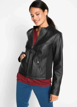 Damen bonprix Jacken & Mäntel|Bekleidung·Hosen|Lederimitat-Jacke aus reiner Viskose