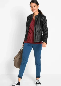 Damen bonprix Jacken & Mäntel|Bekleidung·Hosen|Lederimitat-Jacke aus reiner Viskose