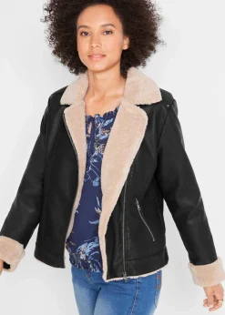 Discount Lederimitat-Jacke, gefüttert Damen Jacken & Mäntel|Bekleidung·Hosen