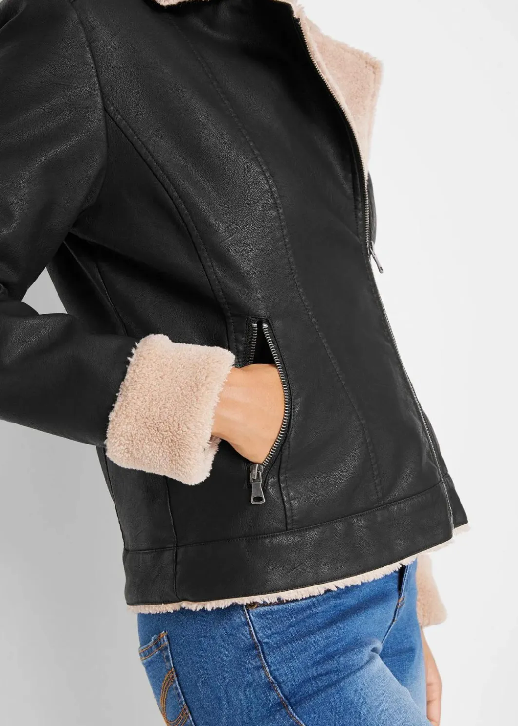 Discount Lederimitat-Jacke, gefüttert Damen Jacken & Mäntel|Bekleidung·Hosen