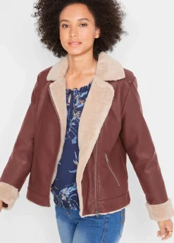 New Lederimitat-Jacke, gefüttert Damen Bekleidung·Hosen|Jacken & Mäntel