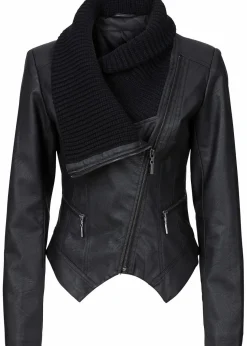 Damen bonprix Bekleidung·Hosen|Jacken & Mäntel|Lederimitat-Jacke mit Schalkragen