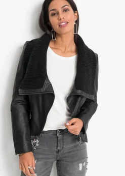 Damen bonprix Bekleidung·Hosen|Jacken & Mäntel|Lederimitat-Jacke mit Schalkragen