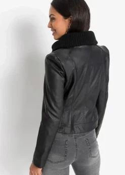 Damen bonprix Bekleidung·Hosen|Jacken & Mäntel|Lederimitat-Jacke mit Schalkragen