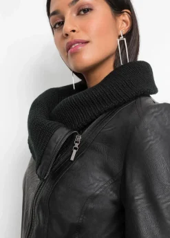 Damen bonprix Bekleidung·Hosen|Jacken & Mäntel|Lederimitat-Jacke mit Schalkragen