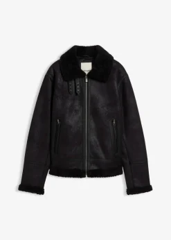 Clearance Lederimitat-Jacke mit Teddyfutter Herren Große Größen|Jacken & Mäntel