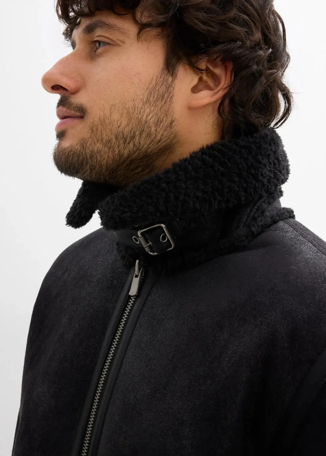 Clearance Lederimitat-Jacke mit Teddyfutter Herren Große Größen|Jacken & Mäntel