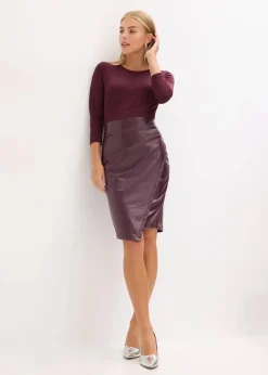 Best Lederimitat-Kleid mit Jersey-Oberteil Damen Bekleidung·Pullover & Strickjacken|Kleider