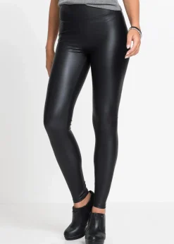 Lederimitat-Leggings mit Beschichtung Damen Hosen|Kurzgrößen