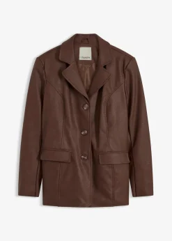 Sale Lederimitat-Longblazer Damen Bekleidung·Hosen|Jacken & Mäntel
