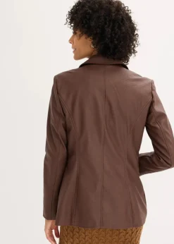 Sale Lederimitat-Longblazer Damen Bekleidung·Hosen|Jacken & Mäntel