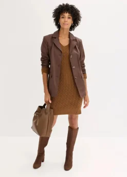 Sale Lederimitat-Longblazer Damen Bekleidung·Hosen|Jacken & Mäntel