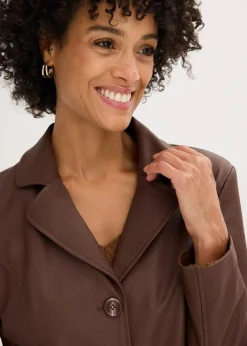 Sale Lederimitat-Longblazer Damen Bekleidung·Hosen|Jacken & Mäntel