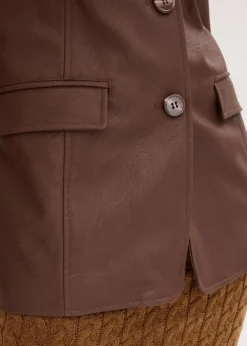 Sale Lederimitat-Longblazer Damen Bekleidung·Hosen|Jacken & Mäntel