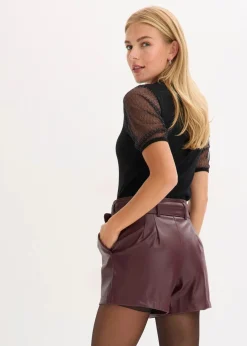 Online Lederimitat-Shorts mit Gürtel Damen Bekleidung·Outdoorbekleidung|Bekleidung·Kleider