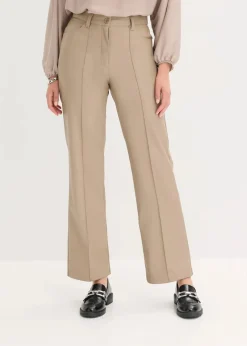 Outlet Lederimitat-straight Leg Hose mit Biese Damen Hosen|Bekleidung·Kleider