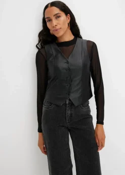 Online Lederimitat-Weste Damen Bekleidung·Hosen|Jacken & Mäntel