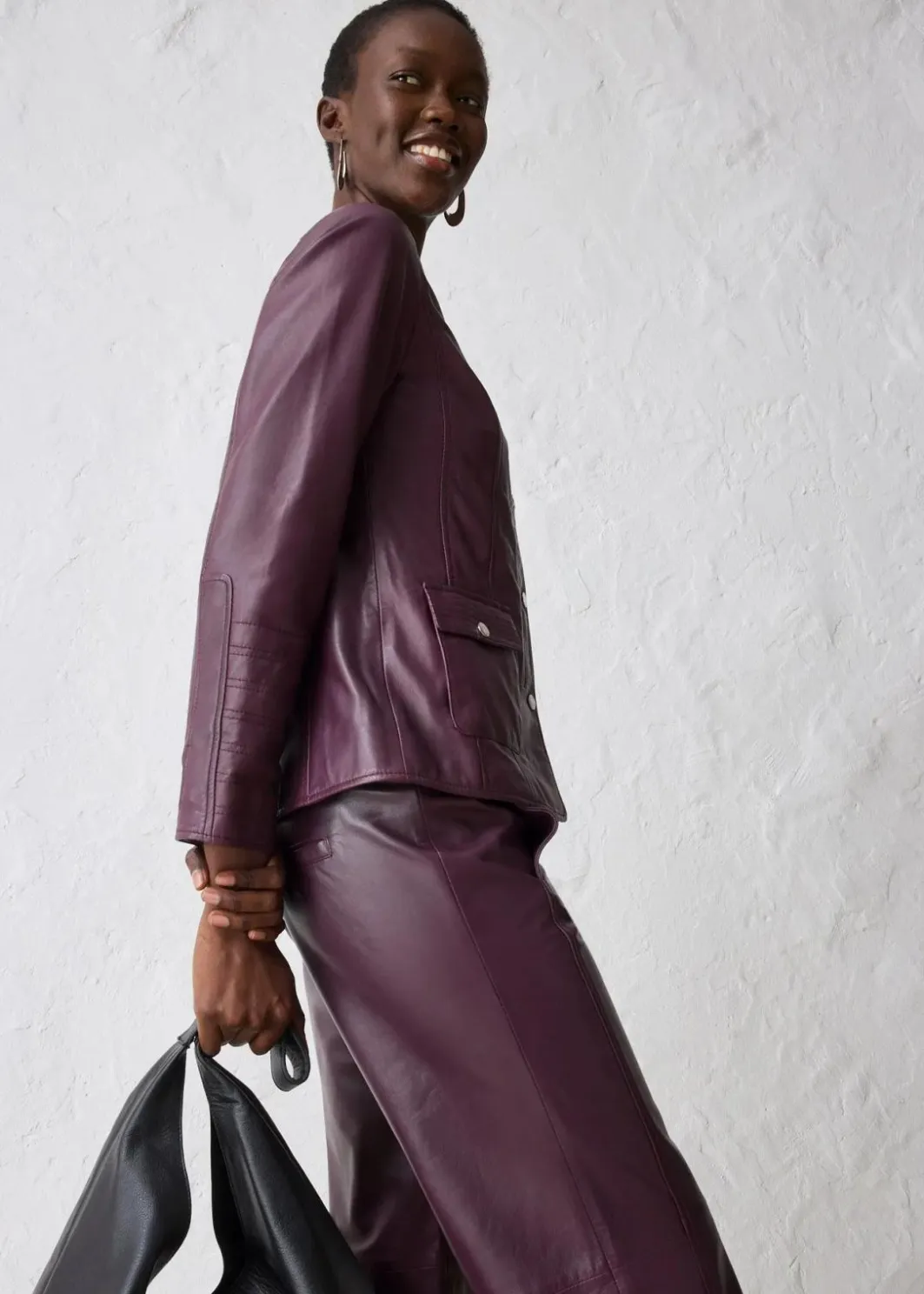 Damen bonprix Bekleidung·Hosen|Jacken & Mäntel|Lederjacke aus Lammnappa