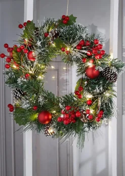 bonprix Wohnaccessoires|Weihnachtsdeko & -Textilien·Dekoration|LED-Türkranz mit Dekorationen