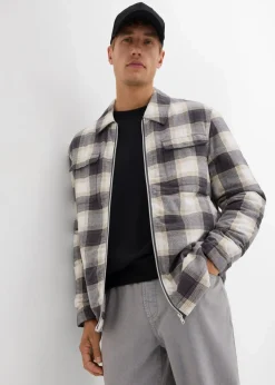 Herren bonprix Große Größen|Jacken & Mäntel|Leicht gefütterte Flanell-Hemdjacke