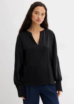 Online Leicht glänzendes Blusenshirt aus Viskose-Mix Damen Bekleidung·Jacken & Mäntel|Blusen & Tuniken