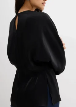 Online Leicht glänzendes Blusenshirt aus Viskose-Mix Damen Bekleidung·Jacken & Mäntel|Blusen & Tuniken