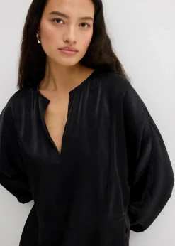 Online Leicht glänzendes Blusenshirt aus Viskose-Mix Damen Bekleidung·Jacken & Mäntel|Blusen & Tuniken