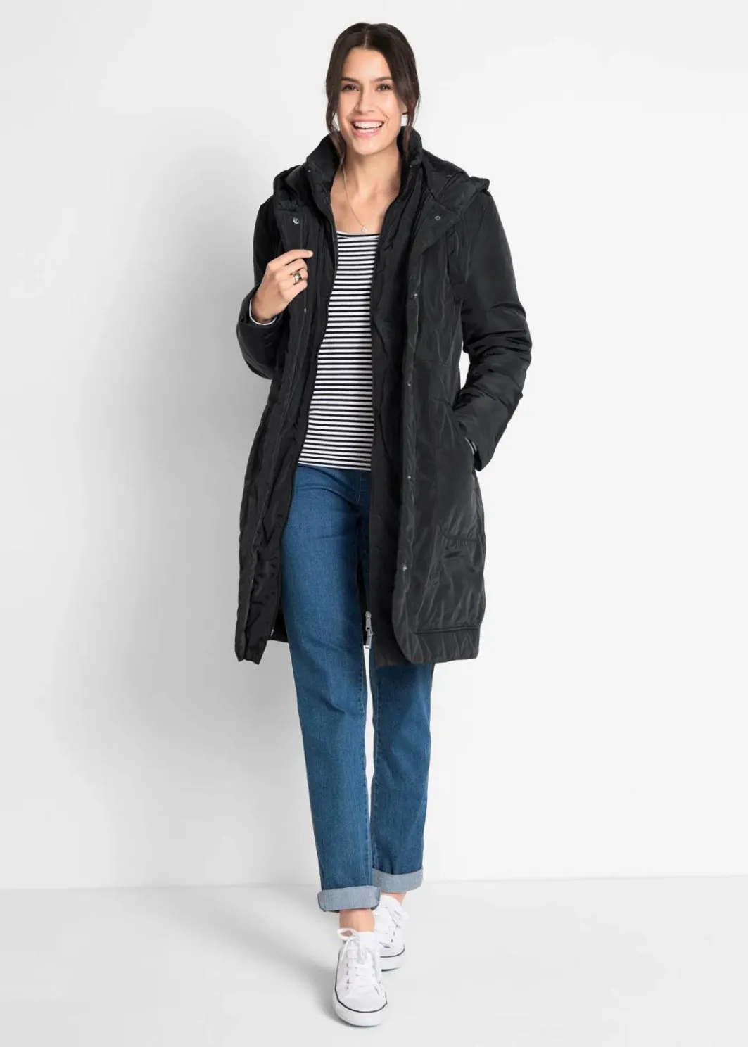 Damen bonprix Bekleidung·Hosen|Jacken & Mäntel|leicht wattierter Kurzmantel mit Kapuze