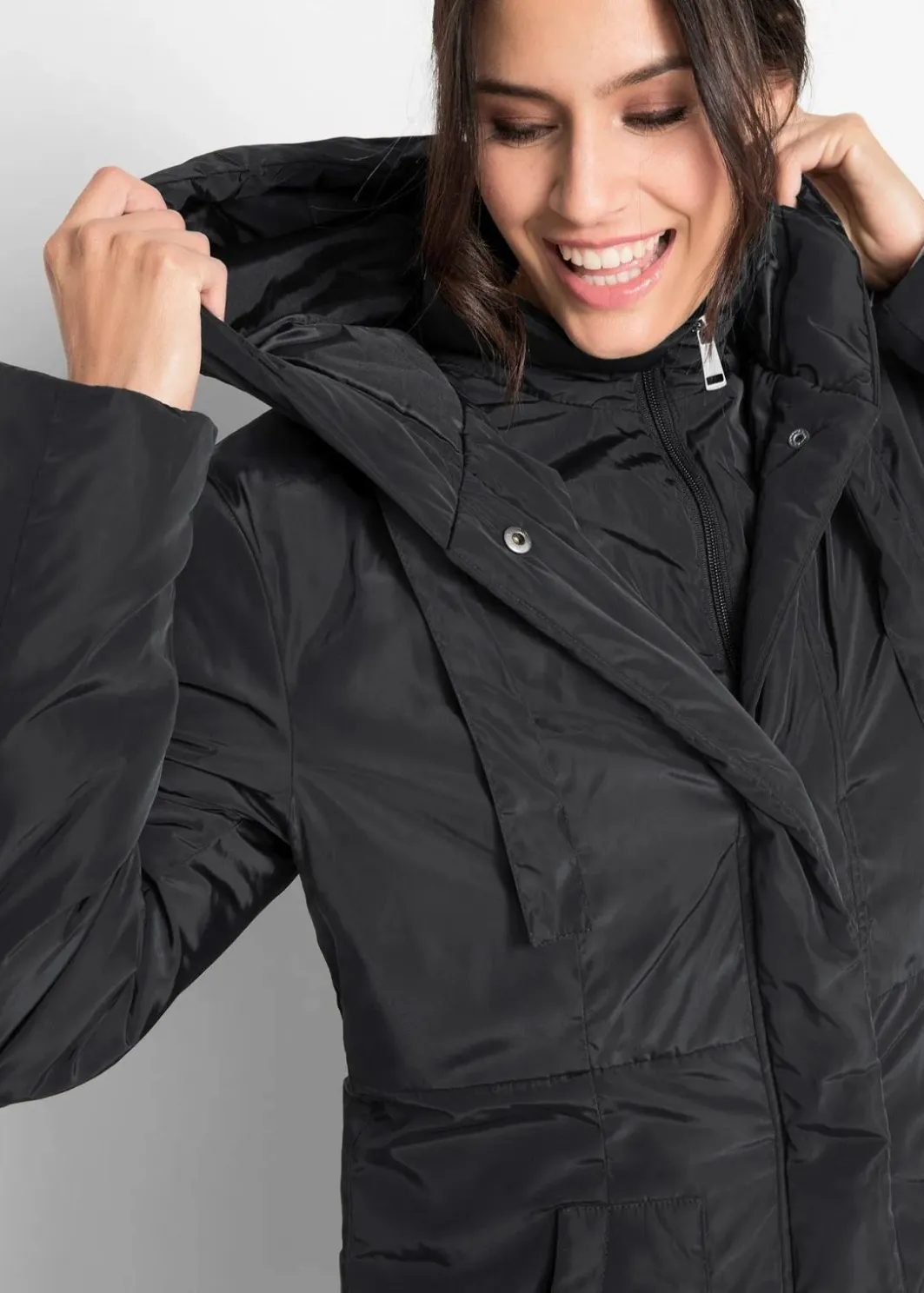 Damen bonprix Bekleidung·Hosen|Jacken & Mäntel|leicht wattierter Kurzmantel mit Kapuze