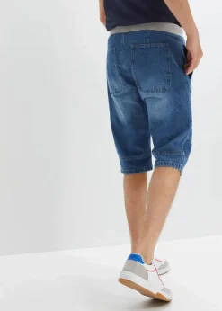 Herren bonprix Große Größen|Shorts|Leichte Long Schlupf-Jeans-Bermuda mit Komfortbund, Relaxed Fit