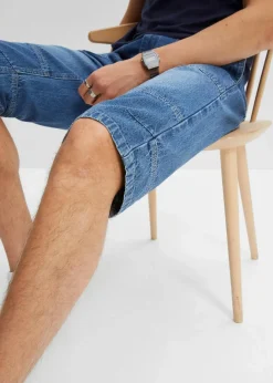 Herren bonprix Große Größen|Shorts|Leichte Long Schlupf-Jeans-Bermuda mit Komfortbund, Relaxed Fit
