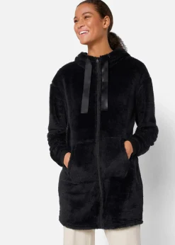 Best Leichte Loungewear Kuschel-Long-Fleecejacke mit Kapuze Damen Wäsche·Homewear|Bekleidung·Strickmode