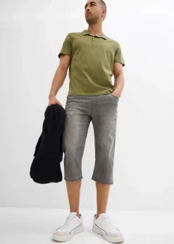Herren bonprix Große Größen|Jeans|Leichte Regular Fit Schlupf-3/4-Stretch-Jeans, Straight (2er Pack)