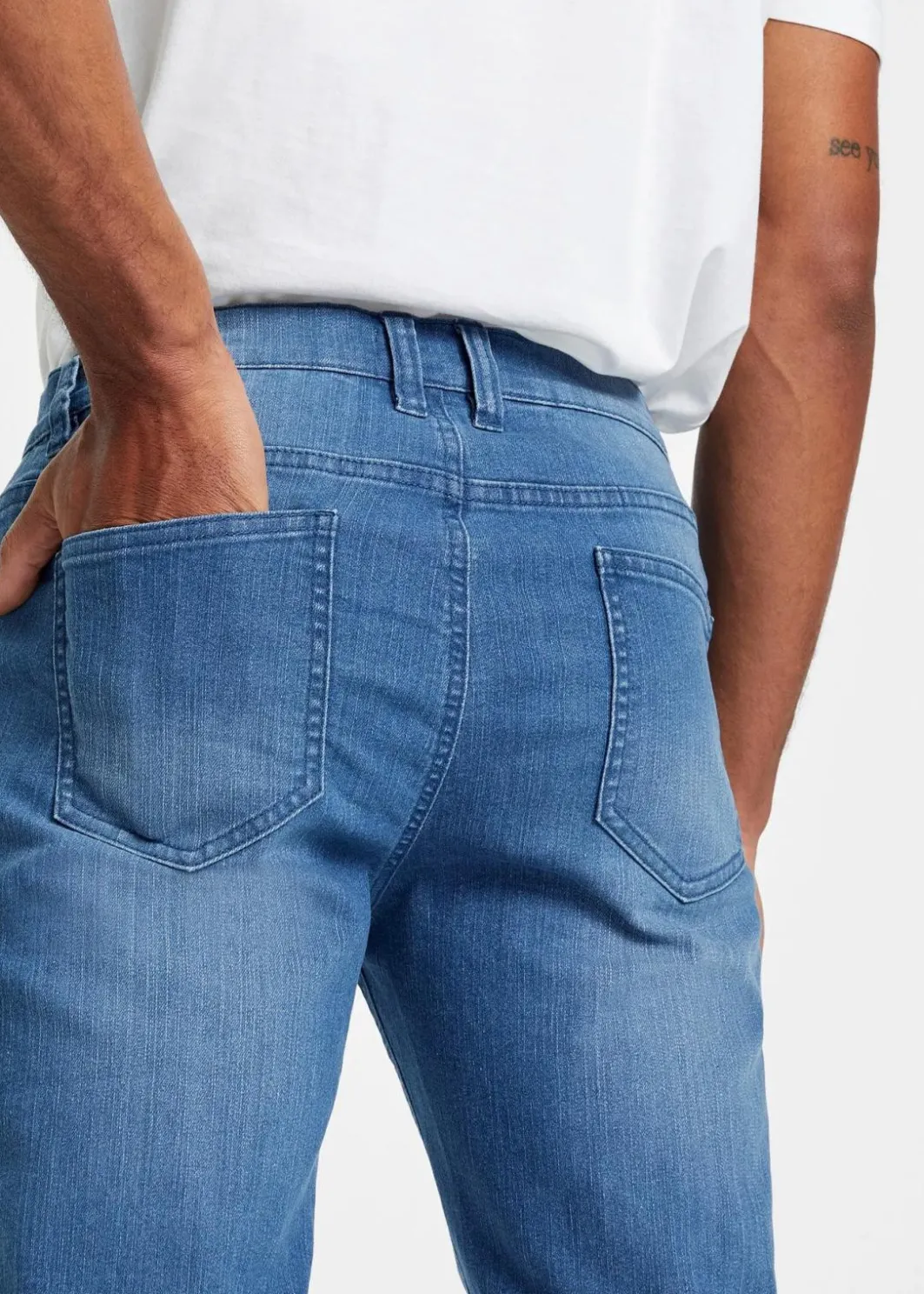 Herren bonprix Jeans|Große Größen|Leichte Slim-Fit-Jeans, Straight