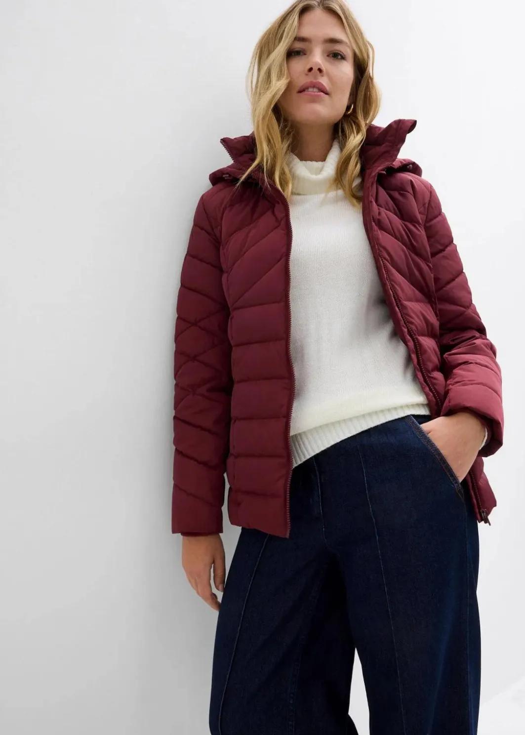 Damen bonprix Jacken & Mäntel|Bekleidung·Hosen|Leichte Steppjacke mit abnehmbarer Kapuze