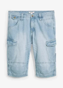 Herren bonprix Jeans|Shorts|Leichte Stretch-Jeans-Long-Cargobermuda, Relaxed Fit