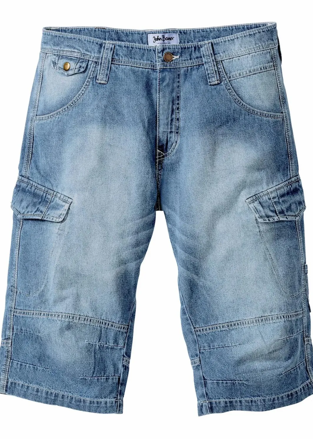 Best Leichte Stretch-Jeans-Long-Cargobermuda, Relaxed Fit Herren Jeans|Shorts