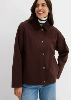 Damen bonprix Bekleidung·Hosen|Jacken & Mäntel|leichte Twill-Jacke mit Cordkragen
