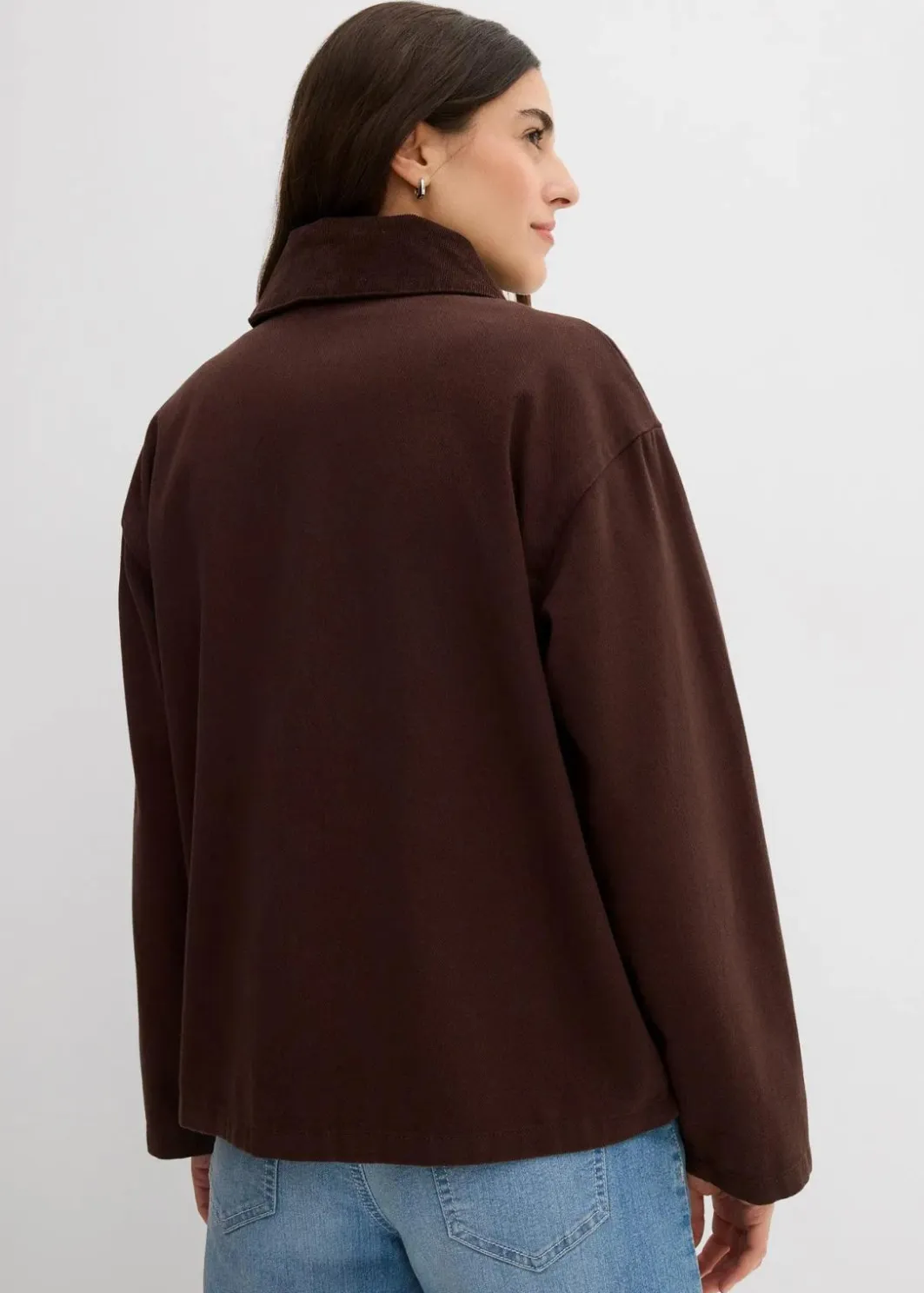 Damen bonprix Bekleidung·Hosen|Jacken & Mäntel|leichte Twill-Jacke mit Cordkragen