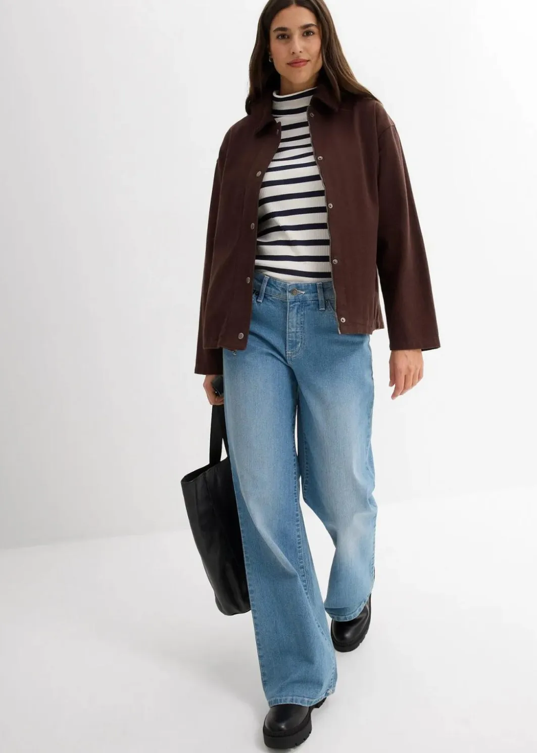 Damen bonprix Bekleidung·Hosen|Jacken & Mäntel|leichte Twill-Jacke mit Cordkragen