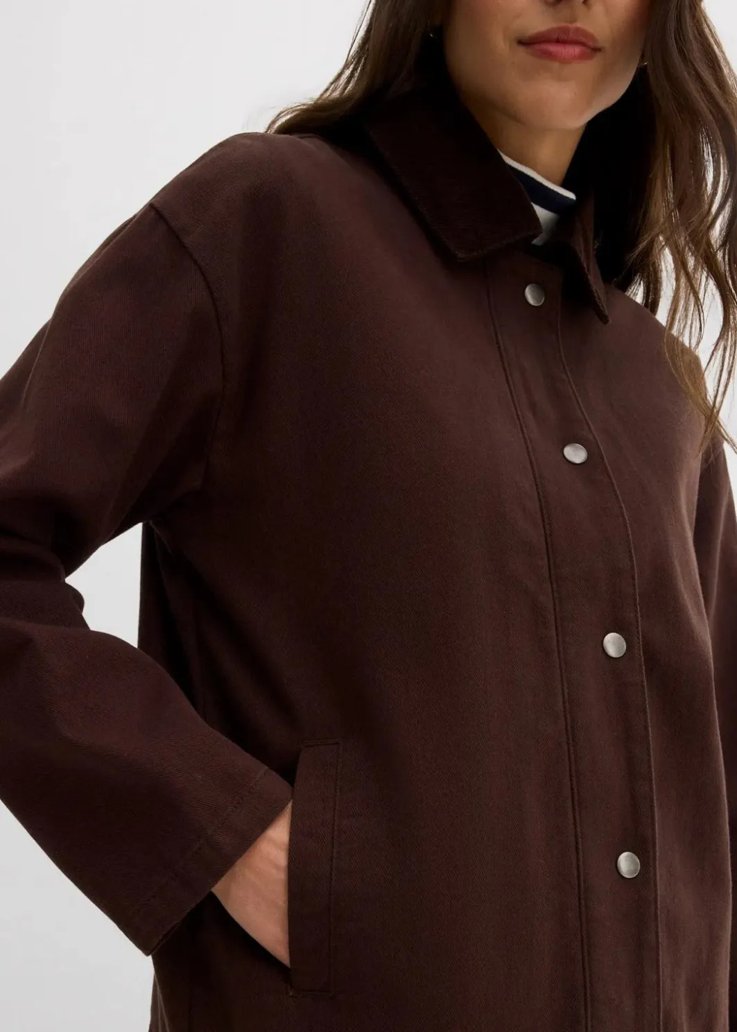 Damen bonprix Bekleidung·Hosen|Jacken & Mäntel|leichte Twill-Jacke mit Cordkragen