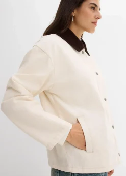 Best leichte Twill-Jacke mit Cordkragen Damen Jacken & Mäntel|Bekleidung·Hosen