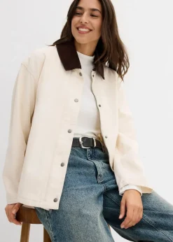 Best leichte Twill-Jacke mit Cordkragen Damen Jacken & Mäntel|Bekleidung·Hosen