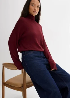 Online Leichter Feinstrickpullover mit breitem Turtleneck aus Viskose-Mix Damen Bekleidung·Umstandsmode|Bekleidung·Jeans