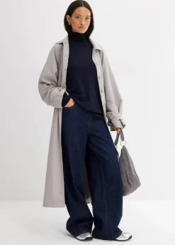 Damen bonprix Pullover & Strickjacken|Strickmode|Leichter Feinstrickpullover mit breitem Turtleneck aus Viskose-Mix
