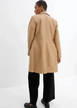 Discount Leichter Lederimitat-Mantel mit Revers, tailliert Damen Bekleidung·Hosen|Jacken & Mäntel