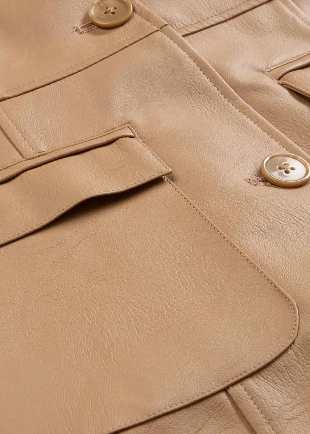 Discount Leichter Lederimitat-Mantel mit Revers, tailliert Damen Bekleidung·Hosen|Jacken & Mäntel