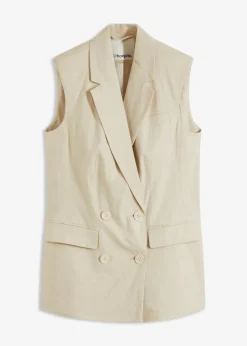 Sale Leinen-Blazer ohne Arm Damen Blazer|Bekleidung·Basics