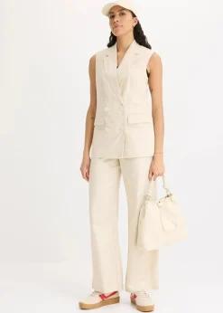 Sale Leinen-Blazer ohne Arm Damen Blazer|Bekleidung·Basics